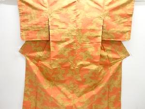 アンティーク　枝葉模様織り出し十日町紬着物